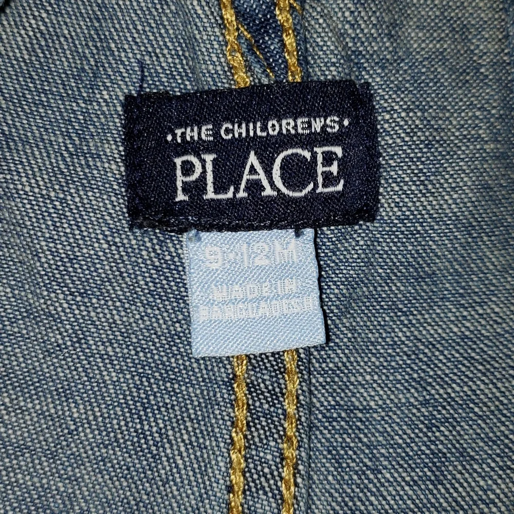 The Children's Place Medium Wash Blue Denim Overalls, Size 9-12 Months